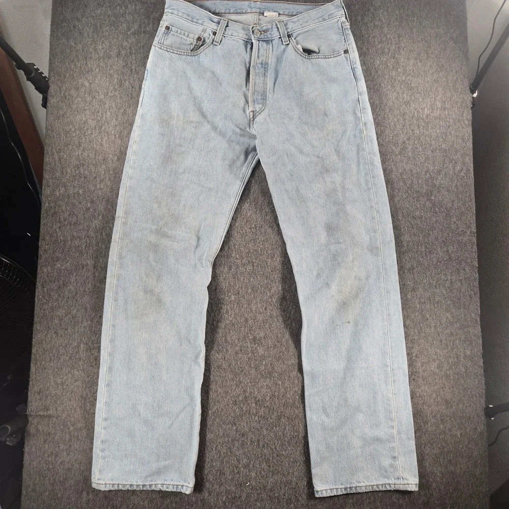 VTG Levi's 501 xx Jeans Men 34x32 Light Wash Button Fly Straight Leg Denim